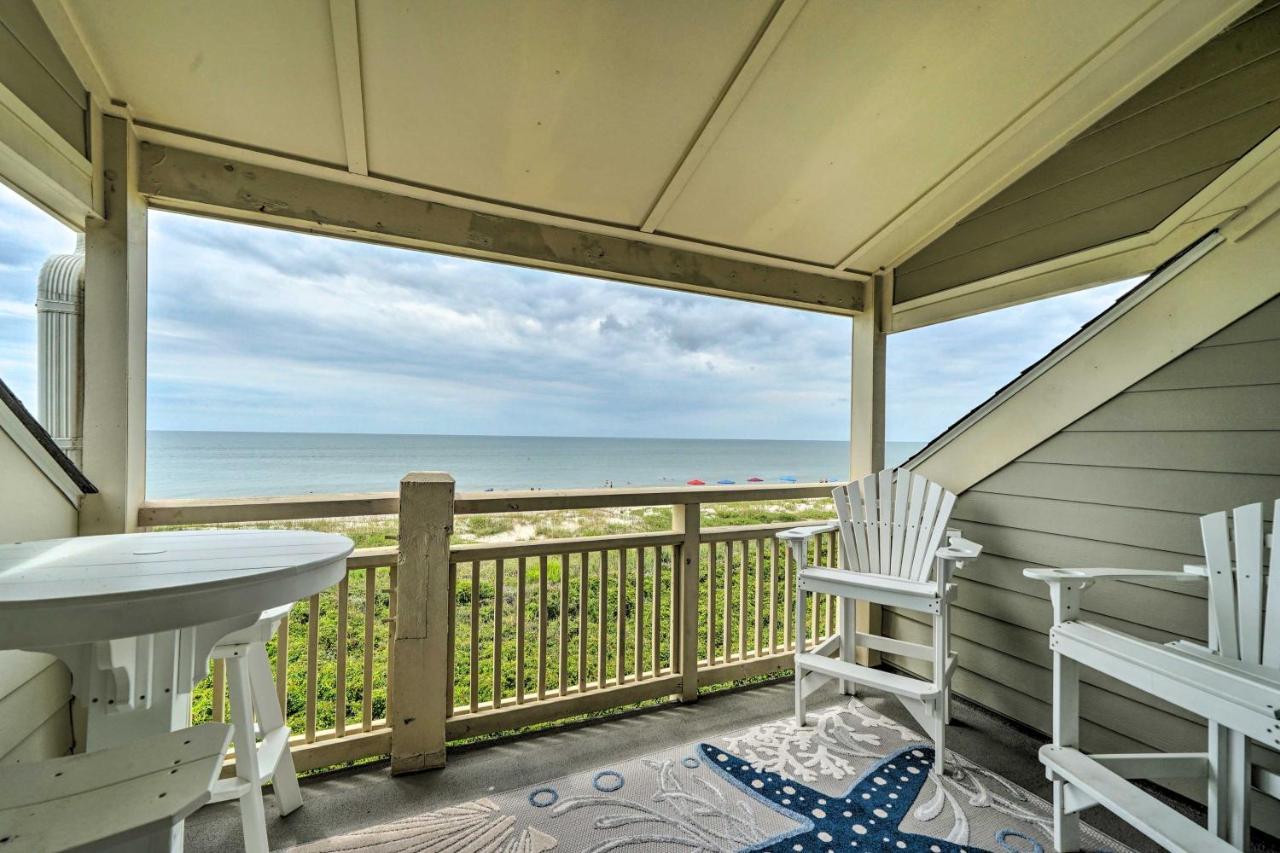 Beachfront Condo With Unobstructed Ocean Views! Oak Island Eksteriør bilde